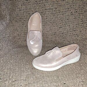 FITFLOP-Superskate Tassel-Pink Shimmery Loafer-Comfort-Sz 8.5-Excellent